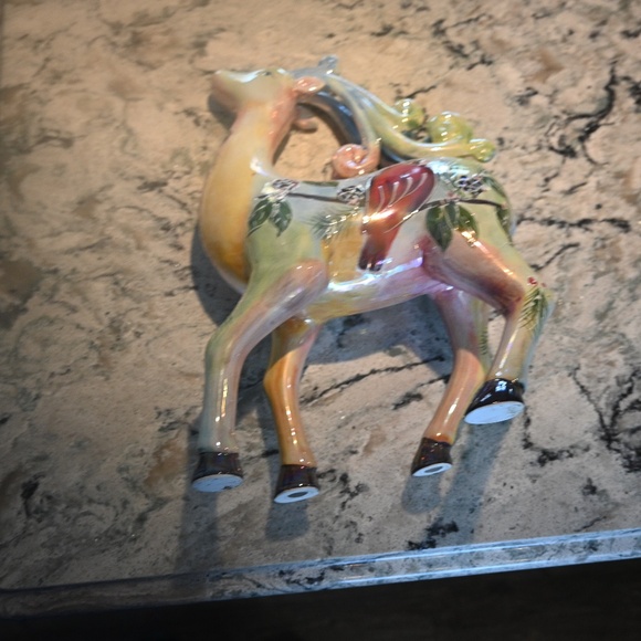 Hand Painted Lusterware Reindeer Figurines: Iridescent Christmas Transferware - Picture 2 of 10